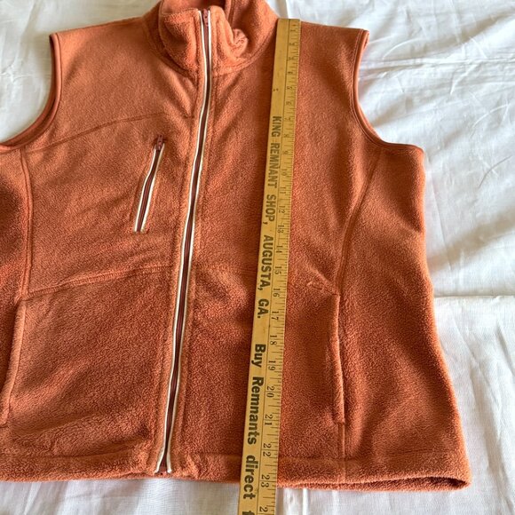 Horny Toad Womens Fleece Full Zip Vest Size M Orange Mock Neck Pockets Outdoors - Picture 10 of 12